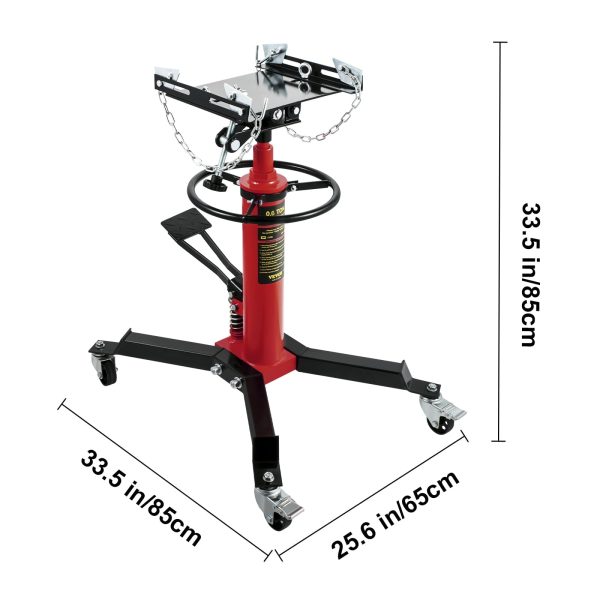 VEVOR Transmission Jack,3/5 Ton/1322 lbs Capacity Hydraulic Telescopic Transmission Jack, 2-Stage Floor Jack Stand with Foot Pedal, 360° Swivel Wheel, Garage/Shop Lift Hoist, Red - Image 8