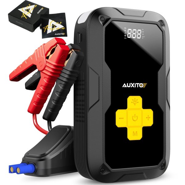 AUXITO Car Jump Starter With Air Compressor, 3500A 12V Portable Jump Starter (For All Gas or up to 8.0L Diesel )120PSI Digital Tire Inflator With Car Air Freshener Vent Clip - Sandalwood Bergamot Lemo