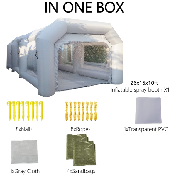 WGIA Portable Inflatable Paint Booth 26x15x10FT （No blower） Inflatable Spray Booth with Air Filter System - Image 3