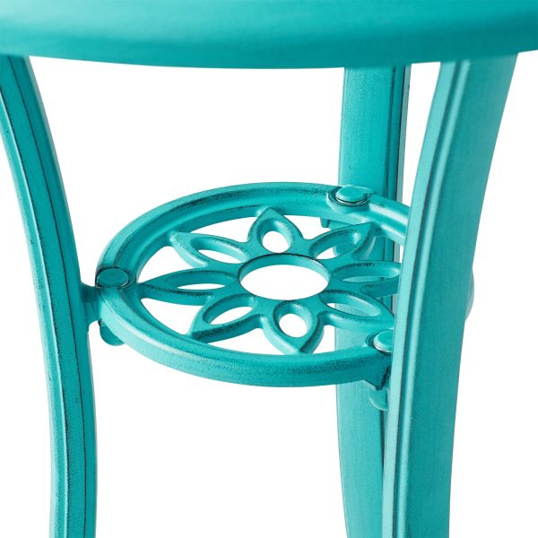 The Pioneer Woman Goldie 3-Piece Cast Aluminum Garden Bistro Set, Teal - Image 4