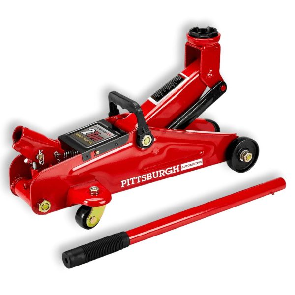 Low Profile Floor Jack 2 Ton Trolley Jack 4000LBS Capacity Heavy Steel Jack 5-3/8" to 13" Lifting, RED