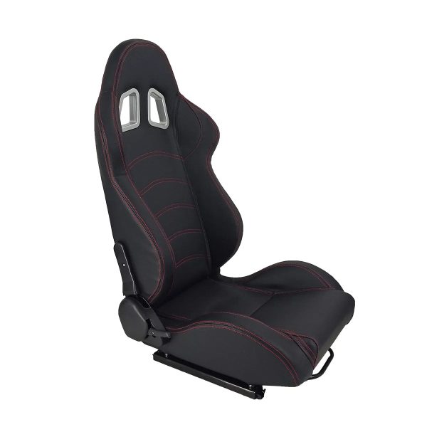 A Pair Of PVC Single Adjuster Double Track Racing Seats Black - Image 5