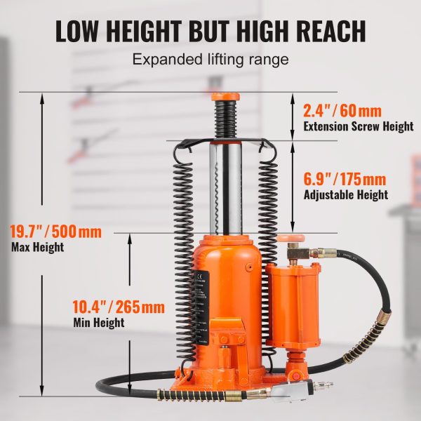 SKYSHALO Air Hydraulic Bottle Jack, 20 Ton Capacity, for High-Lift Automotive Repair in Car Shops - Image 4