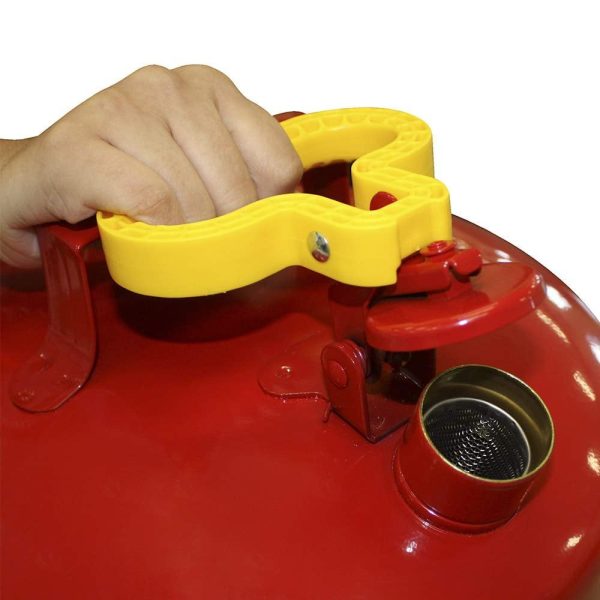 Eagle UI-50-FS Red Galvanized Steel Type I Gasoline Safety Can with Funnel, 5 gallon Capacity, 13.5" Height, 12.5" Diameter - Image 2