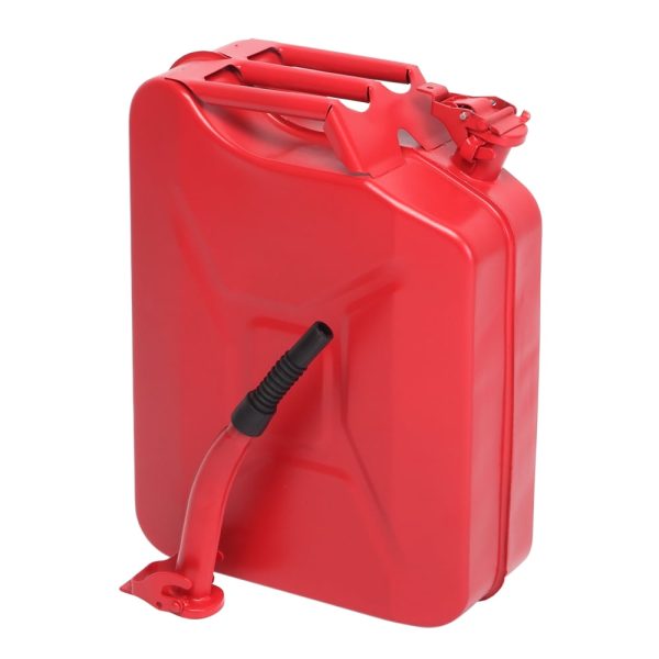 DreamBuck Jerry Cans for Gasoline, 20L 5 Gallon Metal Gas Can with Fuel Can and Spout System, US Standard Cold-Rolled Plate Petrol Diesel Can, Jerry Fuel Can, Gasoline Bucket with Oil Pipe, Red