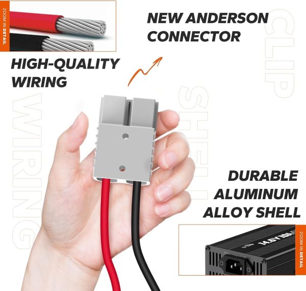 LiTime 12V 10A Battery Charger 14.6V AC-DC LiFePO4 Lithium Battery Charger with Anderson Connector LED Indicator Charger Special for Deep Cycle Rechargeable Batteries of Car, Truck, Boat, RV - Image 4