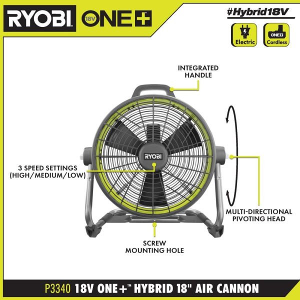 ONE+ 18V Hybrid 18 in. Air Cannon Drum Fan P3340 - Image 3