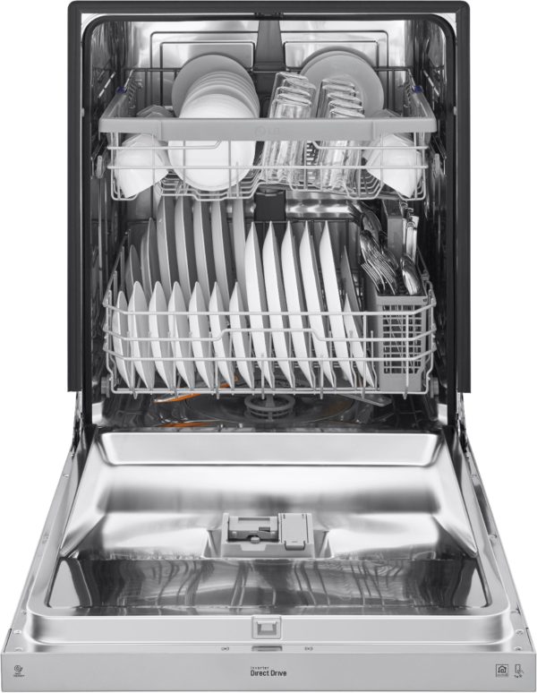 LG - 24" Front-Control Built-In Dishwasher with Stainless Steel Tub, QuadWash, 48 dBa - Stainless steel