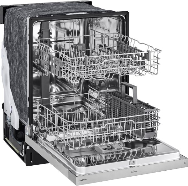 LG - 24" Front-Control Built-In Dishwasher with Stainless Steel Tub, QuadWash, 50 dBa - Stainless steel - Image 8