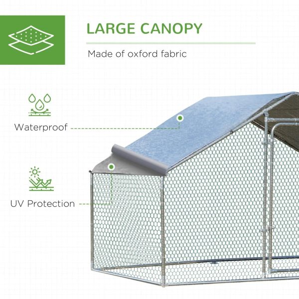 XCJDILAO PawHut Large Coop Metal Run with Waterproof and Anti-UV Cover Spire Shaped Walk-in Fence Cage Hen House for Outdoor and Yard Farm Use 1.26” Tube Diameter 9.8‘ x 6.6‘ x 6.4‘ - Image 4