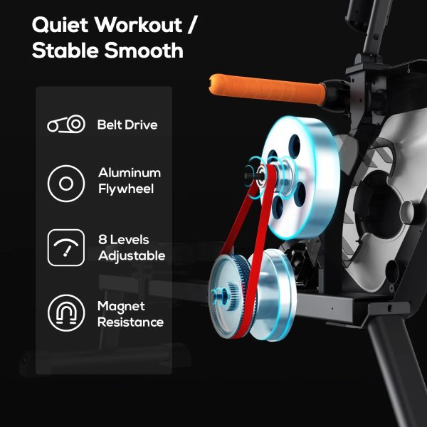 Pooboo 85% Pre-assembled Magnetic Rowing Machines Rower Foldable 8 Level Resistance Indoor Rower Machines Home Exercise 350lb - Image 5