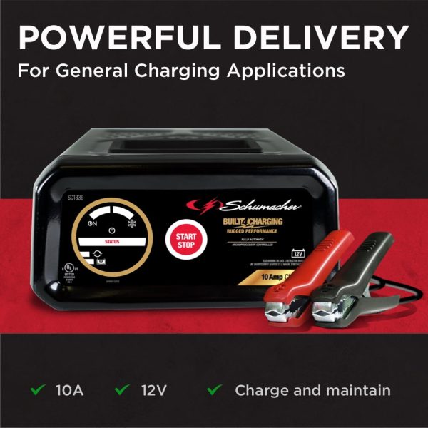 Schumacher Fully Automatic Battery Charger and Maintainer- 10 Amp, 12V - Image 3