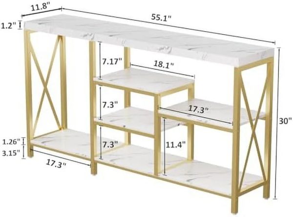 WTYNKAE Entryway Table Console Tables for Entryway Sofa Table Narrow Long Hallway Table with Shelves Living Room Farmhouse Couch 55 Inch Dark Brown - Image 2