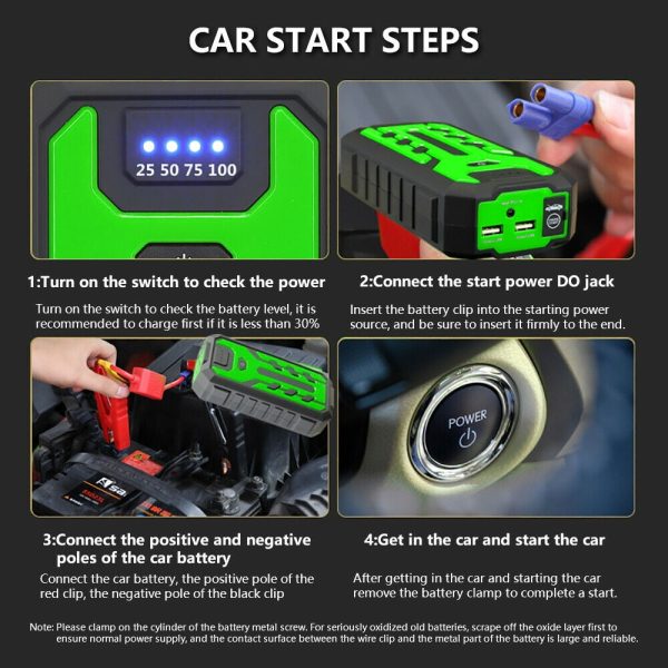 SOATUTO Car Jump Starter 28000mAh Car Jump Starter Box Battery Charger Pack Booster Portable Power Bank - Green - Image 4