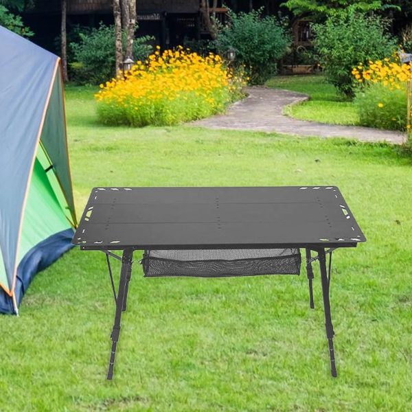 Miulika Folding Table Camping Table Foldable Small Table Sturdy Outdoor Table with Adjustable Legs for Camp Garden Barbecue Yard Boat Black - Image 8