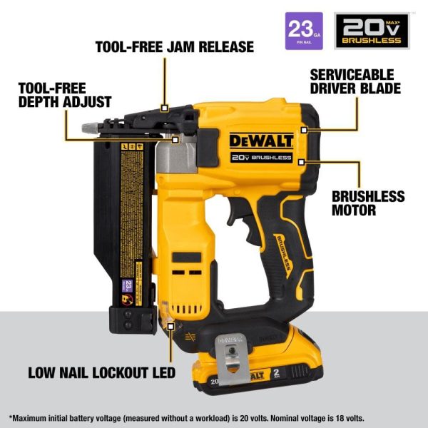 ATOMIC Compact Series 20V MAX Pin Nailer 23 Gauge Kit DCN623D1 from - Image 10