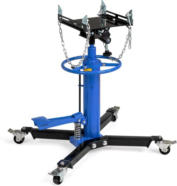 TUFFIOM Transmission Jack, 1660 lbs 3/4-Ton Hydraulic 2-Stage High Lift Vertical Telescoping Floor Jack Stand, 34" to 68" Lifting Range, w/Pedal, 360° Swivel Wheels, Garage/Shop Lift Hoist