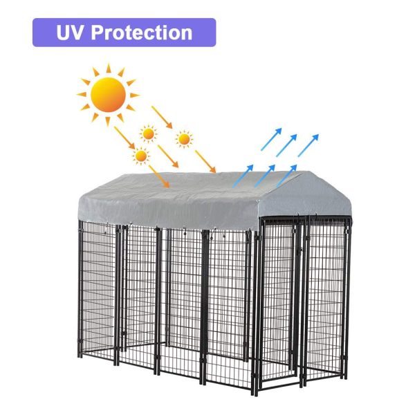 BestPet 8 x 4 x 6 Ft Dog Kennel Outdoor Dog Pen Playpen House Heavy Duty Dog Crate Metal Galvanized Welded Pet Animal Camping Cage Fence with UV-Resistant Waterproof Cover and Roof - Image 5