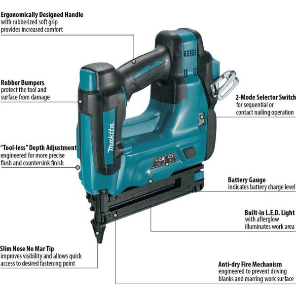 18-Volt LXT Lithium-Ion 18-Gauge Cordless Brad Nailer (Tool-Only) XNB01Z - Image 2