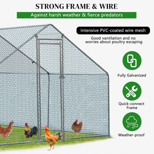 ZGBY Large 10X10Ft Metal Chicken Run Pen Walk-In Cage Poultry Coop Duck Rabbit House - Image 3