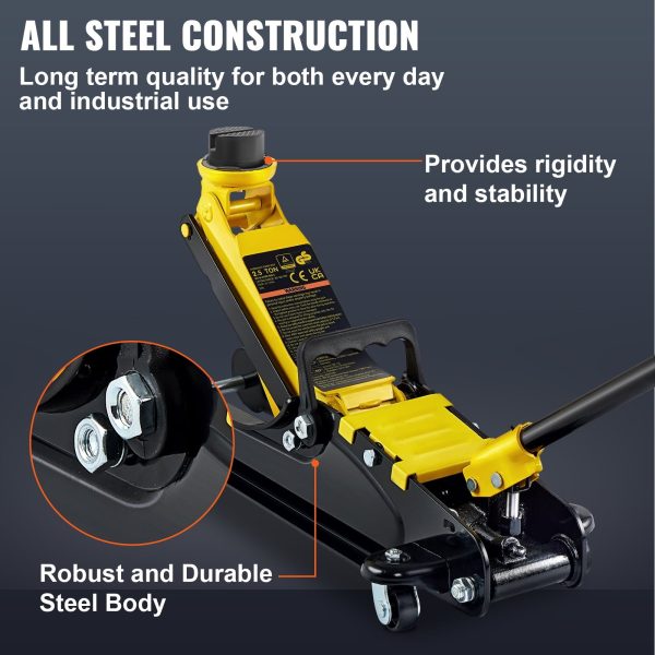 SKYSHALO 2.5 ton Heavy Steel Single Piston Hydraulic Pump Low Profile Floor Jack - Image 4