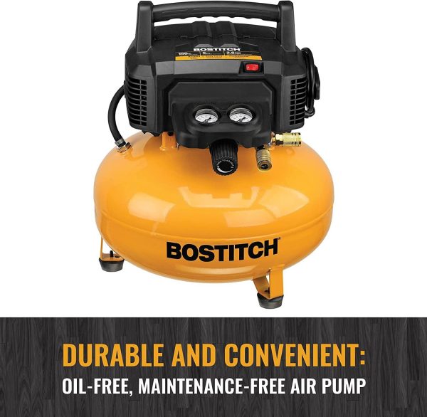 BOSTITCH Pancake Air Compressor, Oil-Free, 6 Gallon, 150 PSI BTFP02012 - Image 3