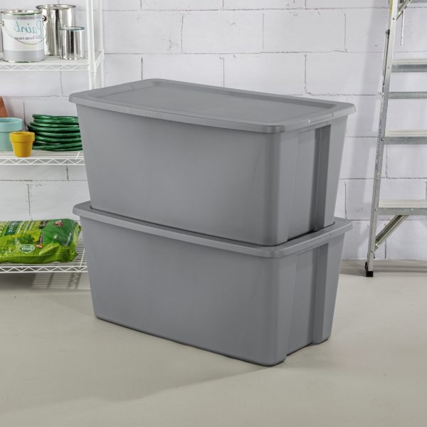 Sterilite 50 Gallon Tote Box Plastic， Titanium， Set of 4 - Image 7