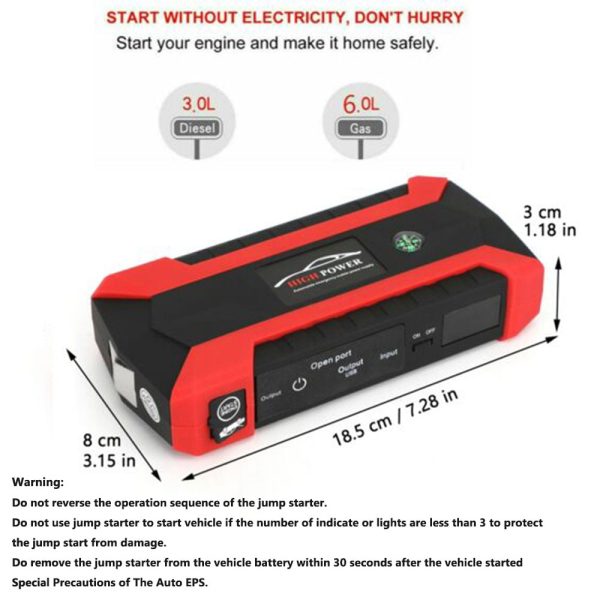 Xhy 89800mAh Car Jump Starter Portable Battery Pack Booster Jumper Box Emergency Start Power Bank Supply Charger with Built-in LED Light - Image 6