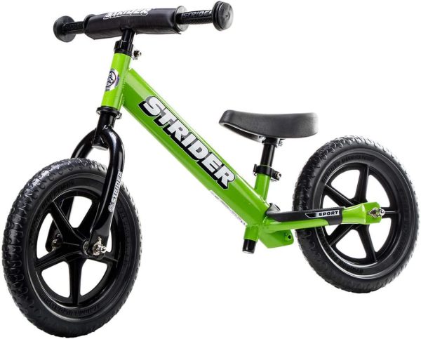 Strider - 12 Sport Kids Balance Bike�� No Pedal Training Bicycle�� Lightweight Frame�� Flat-Free Tires�� For Toddlers and Children Ages 18 Months to 5 Years Old (Green)