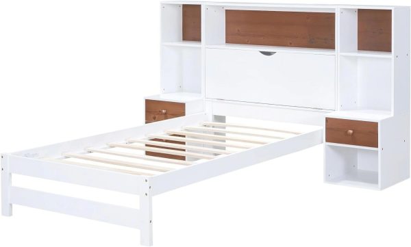 Twin Size Platform Bed with Storage Headboard and Drawers, Wooden Storage Bed Frame for Bedroom, Dorm, Bedroom Furniture - Image 6