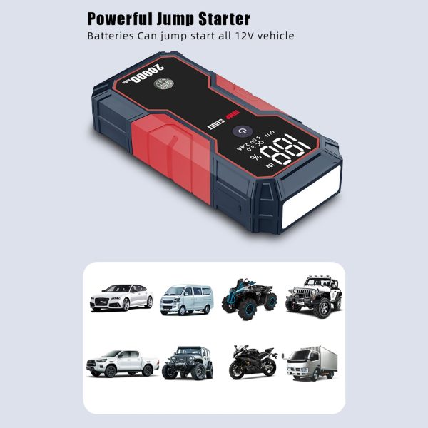 Meterk Portable Car Jump Starter 20000mAh 12V Car Battery Starter( to 5.0L Gas, 3.5L Diesel Engines),USB Quick Charge, Fast Wireless and Flashlight - Image 5