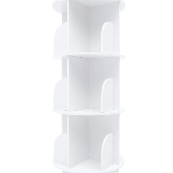 Wuzstar 4 Tiers Rotating Bookshelf 360 Degrees Display Shelves Bookshelf Organizer White Stackable Rack Floor Standing Bookcase for Living Room, Bedroom and Office, 15.7 * 15.7 * 46.5in - Image 9