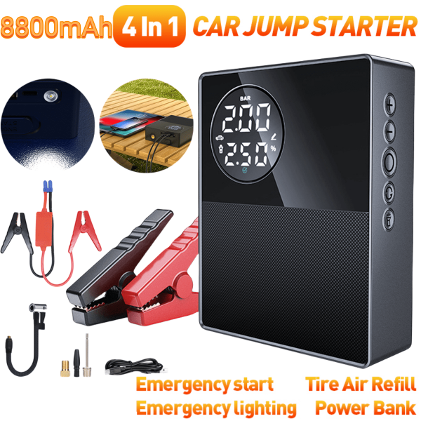 Jump Starter with Air Compressor,DFITO 1000A 12V Battery Jump Starter with 150PSI Digital Tire Inflator, Up to 8.5L Gas & 5.0L Diesel Engines, Visible LCD Screen