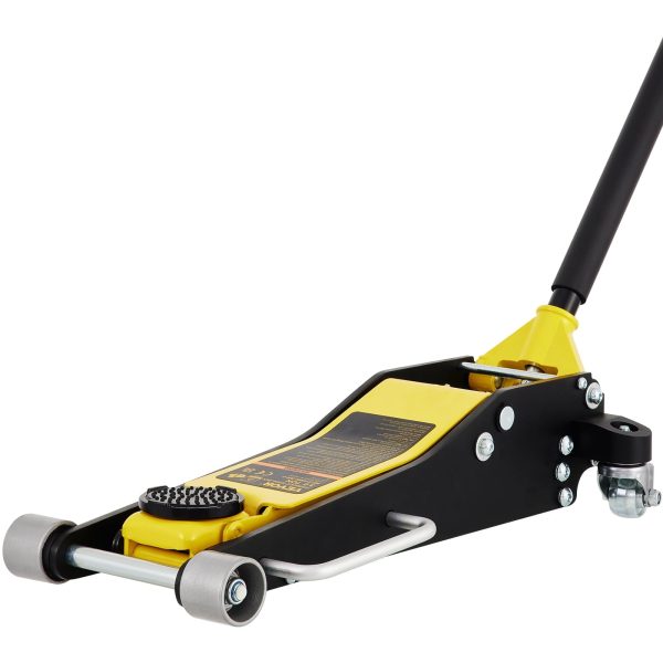 BENTISM Low Profile Floor Jack 3 Ton (6600 lbs), Aluminum and Steel Hydraulic Racing Floor Jack, Dual Piston Quick Lift Pump, 19-11/16"-3-6/11" Height Lifting Range, Yellow+Black - Image 9