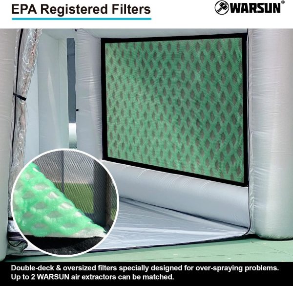 WARSUN 20x11.5x9Ft Inflatable Paint Booth & Larger Air Filter System Professional Inflatable Spray Booth with 580W+450W Blowers - Image 5