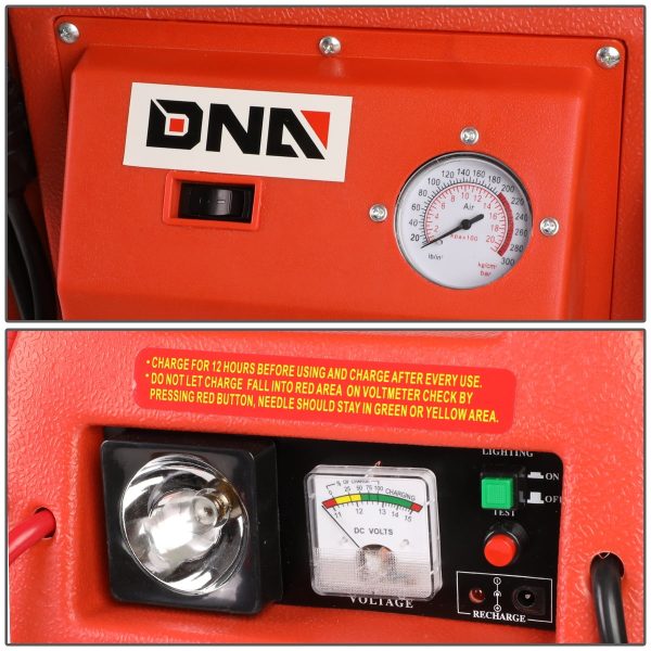 DNA Motoring TOOLS-00129 DNA 12V Bump Textured 300PSI Air Compressor Rechargeable Jump Starter Power Pack, Emergency Work Light - Image 3