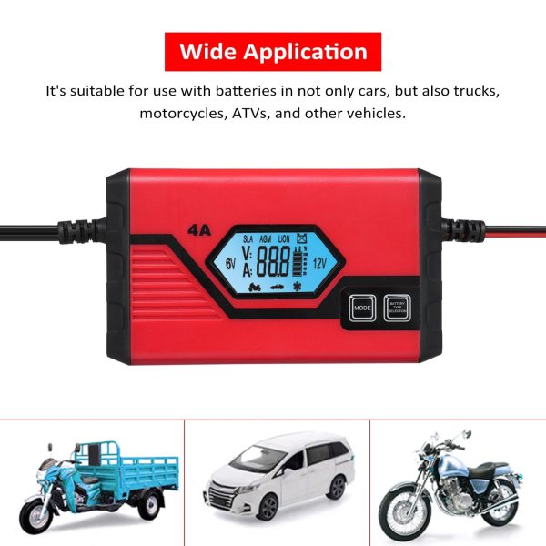 Shinysix Charger,Lcd Screen Battery Car Battery 4 6v/12v Battery With Battery With Lcd Battery Maintainer Car 4 Amp 6v/12v Screen Battery Maintainer Amp 6v/12v Battery With Lcd Screen - Image 6