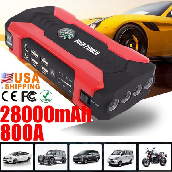 DFITO 28000mAh 12V UltraSafe Portable Jump Starter with LED Display for up to 6L Gas and 3L Diesel Engines