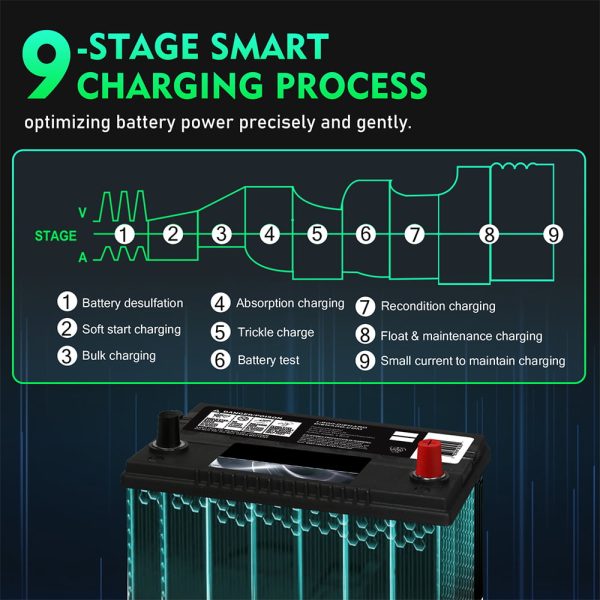 Paddsun 20-Amp Smart Battery Charger,12V-24V Lithium Lifepo4 Lead-Acid(AGM/Gel/SLA) Car Battery Charger Trickle Charger Maintainer Pulse Repair Charger for Car Boat Motorcycle Lawn Mower - Image 17