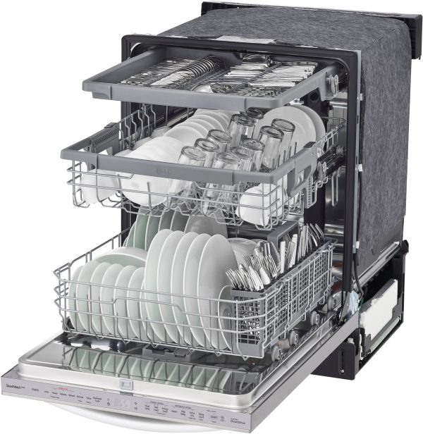 LG - 24" Top Control Smart Built-In Stainless Steel Tub Dishwasher with 3rd Rack, QuadWash and 46dba - Stainless steel - Image 6