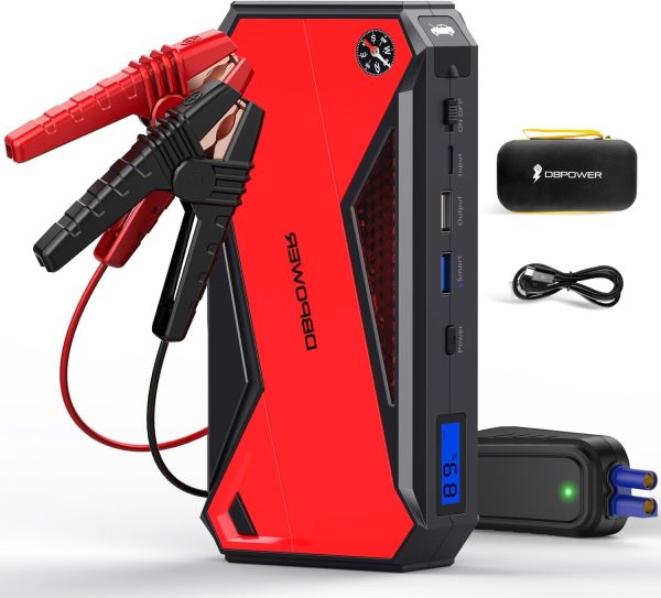 DBPOWER Red 800A Peak 18000mAh Portable Car Jump Starter Battery Booster with LCD Screen