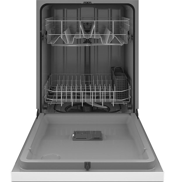 GE - Front Control Dishwasher with 60dBA - White