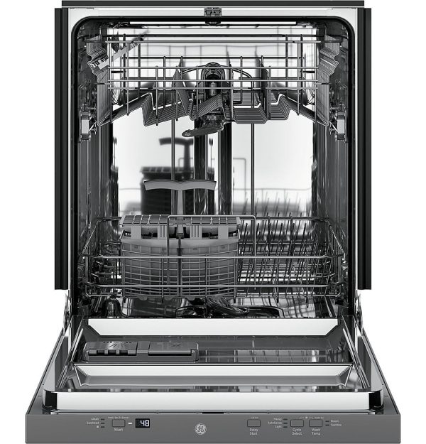 GE - Top Control Built-In Stainless Steel Tub Dishwasher with Sanitize Cycle, 51 dba - Custom Panel Ready