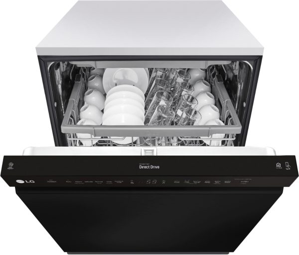 LG - 24" Front Control Smart Built-In Stainless Steel Tub Dishwasher with 3rd Rack, QuadWash, and 48dba - Black - Image 9