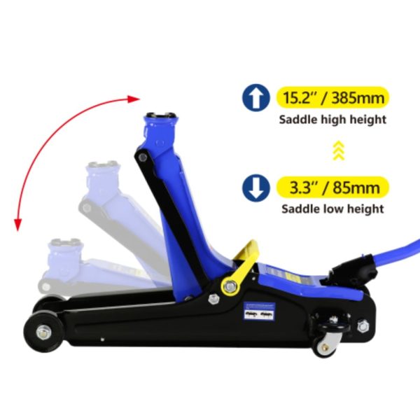 Floor Jack, 2 Ton Low Profile Floor Jack, Heav yDuty Steel Racing Floor Jack with Single Piston QuickLift Pump, Floor Jack Black+Blue + Steel + 2T Single pump + Lifting range 3.3"-15.2" - Image 3