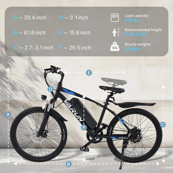 VARUN Electric Bike for Adults, 350W 20MPH Commuter Ebike with 36V Removable Battery, 24'' Electric Mountain Bike with Front Fork Suspension and Dual Disc Brakes - Image 7