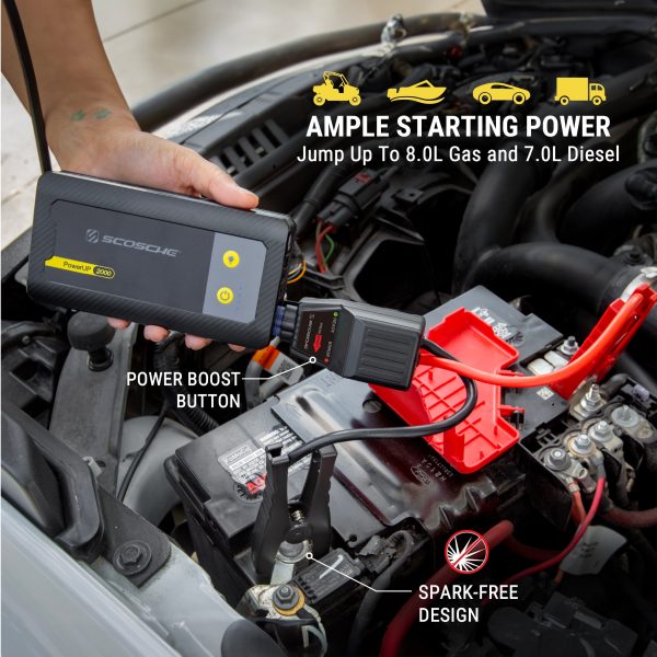 Scosche PBJ2000 PowerUp 2000 Amp Emergency Jump Starter with Built-In Power Bank and Flashlight - Image 3