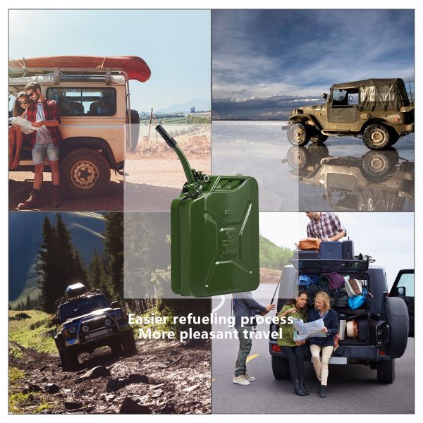 Gymax Green 5 Gallon 20L Jerry Fuel Can Steel Gas Container Emergency Backup w/ Spout - Image 4