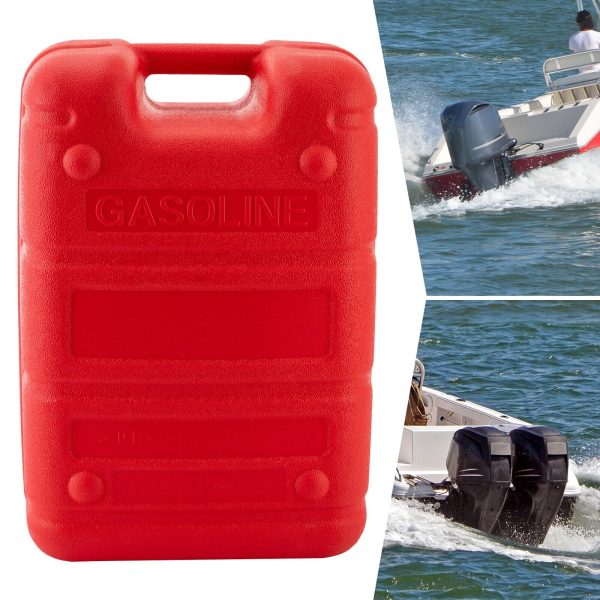 Portable Boat Outboard Fuel Tank, 24L 6 Gallon Marine Outboard Motor Fuel Tank, Anti-Static, Anti-Aging, External Interface, Plastic Fuel Tank for Inflatable Boat, Dinghy, Canoe or Kayak (Red)