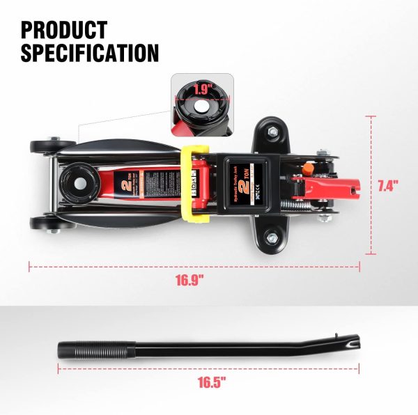 DNA Motoring TOOLS-00234 Low Profile Hydraulic Trolley Service Garage Floor Jack 2 Ton - Image 3